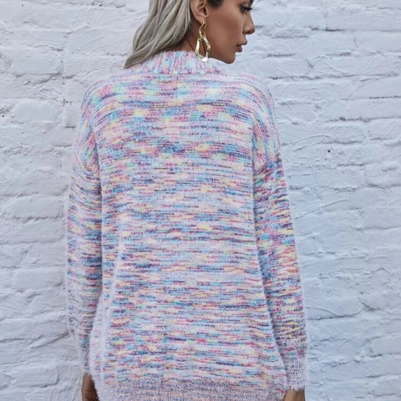 Button Front Patch Pocket Fuzzy Knit Cardigan - Picture 6 of 9